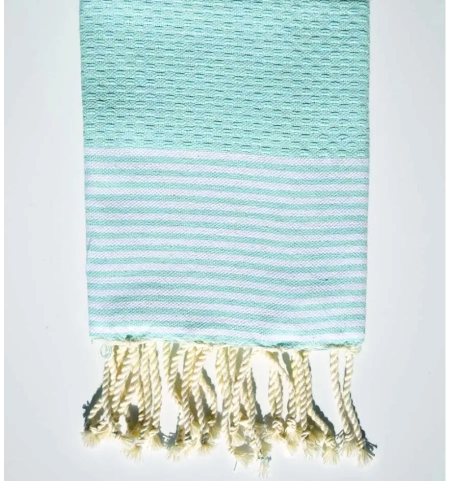 Serviette de table vert d'eau avec rayures Fouta Tunisia - 2