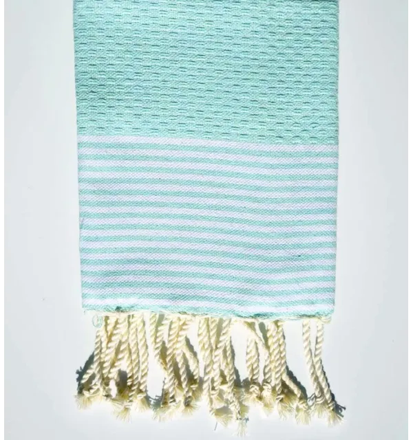 Serviette de table vert d'eau avec rayures Fouta Tunisia - 2