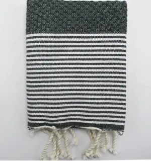 Serviette de table vert bouteille avec rayures Fouta Tunisia - 1