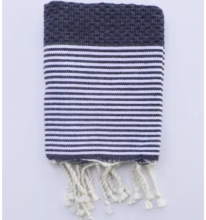Serviette de table bleu nuit avec rayures Fouta Tunisia - 1