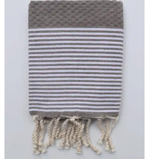 Serviette de table taupe avec rayures Fouta Tunisia - 1