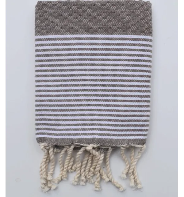 Serviette de table taupe avec rayures Fouta Tunisia - 1
