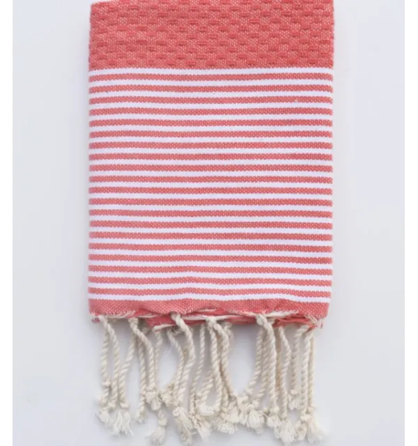 Serviette de table rose corail Fouta Tunisia - 1