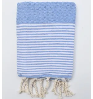 Serviette de table bleu ciel avec rayures Fouta Tunisia - 1