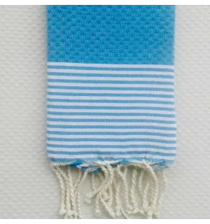 Lot de 10 serviettes de table bleu bondi avec rayures Fouta Tunisia - 1
