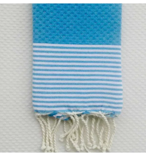 Lot de 10 serviettes de table bleu bondi avec rayures Fouta Tunisia - 1