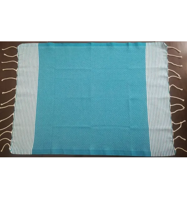 Serviette de table bleu clair avec rayures Fouta Tunisia - 2