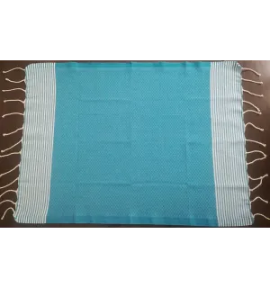 Lot de 10 serviettes de table bleu céleste Fouta Tunisia - 1 2