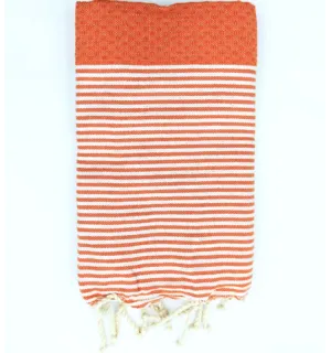 Fouta enfant nid d'abeille orange corail Fouta Tunisia - 1