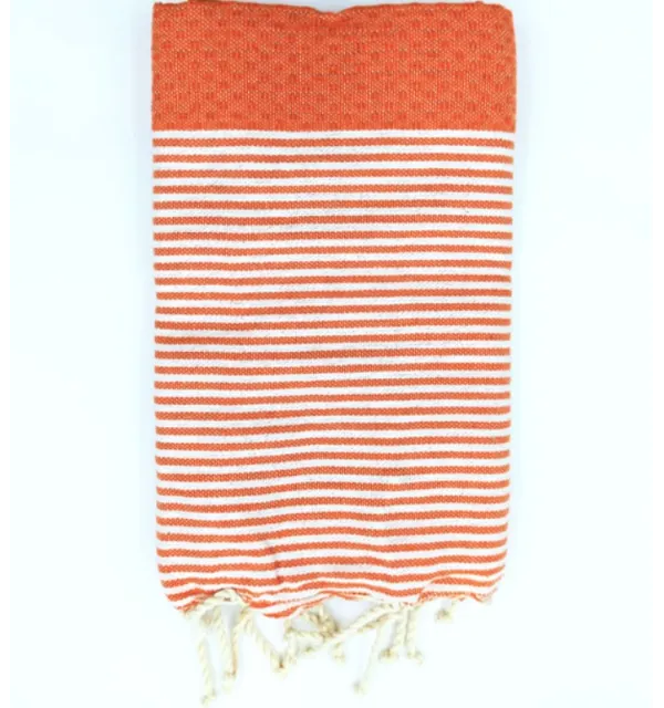 Fouta enfant nid d'abeille orange corail Fouta Tunisia - 1