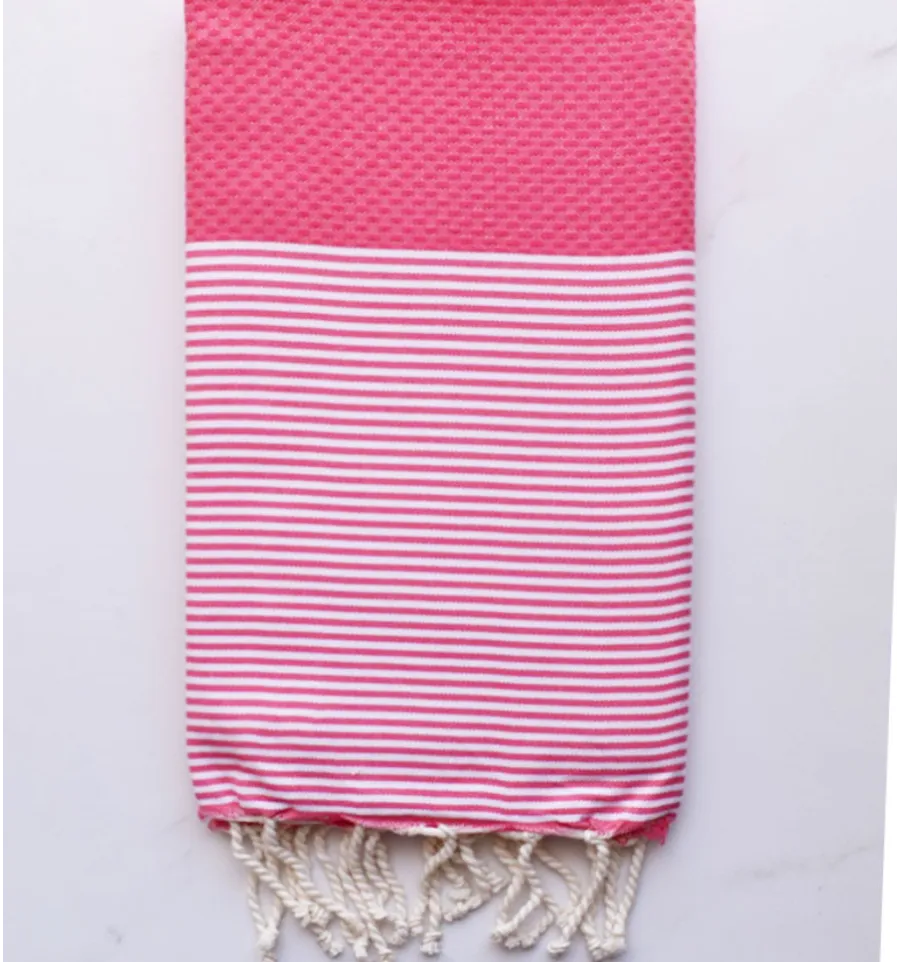 Fouta nid d'abeille rose brillant Fouta Tunisia - 2