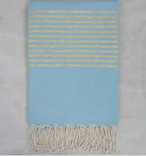 JETé bleu ciel au fil lurex doré 