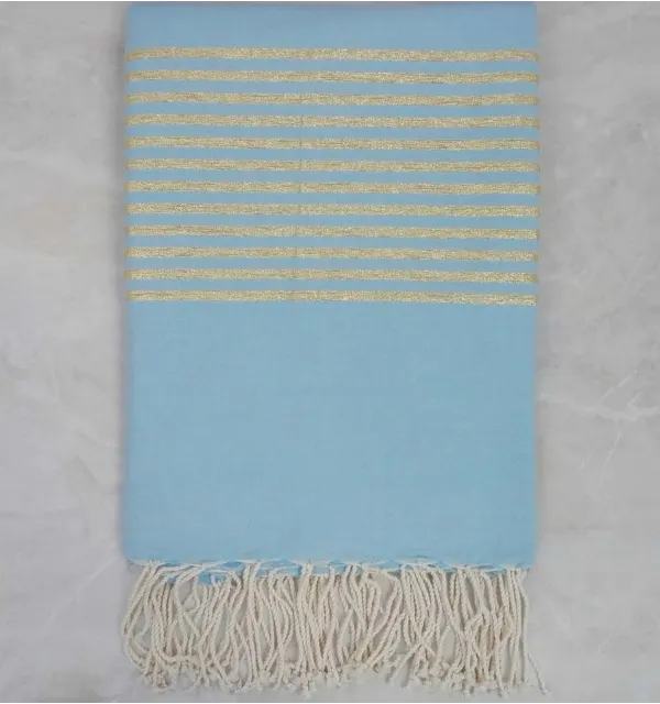 JETé bleu ciel au fil lurex doré 