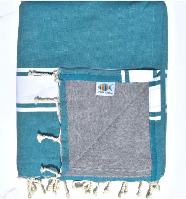 Fouta éponge bleu canard pale Fouta Tunisia - 1