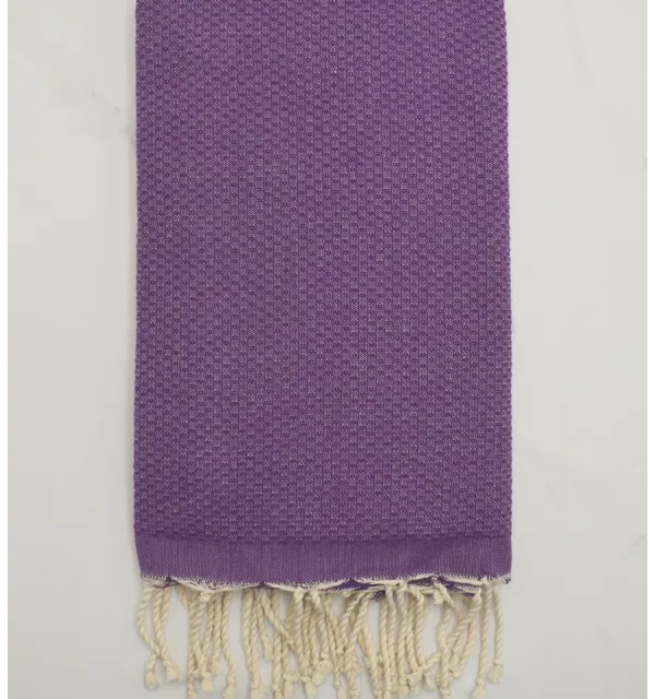 Fouta nid d'abeille unie mauve Fouta Tunisia - 1