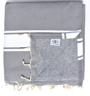 Fouta plate gris doublée éponge gris Fouta Tunisia - 1