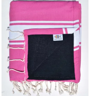 Fouta rose doublée éponge bleu nuit Fouta Tunisia - 1