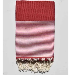 Fouta nid d'abeille rouge carmin Fouta Tunisia - 1