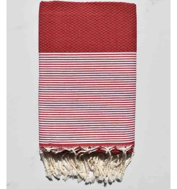 Fouta nid d'abeille rouge carmin Fouta Tunisia - 1