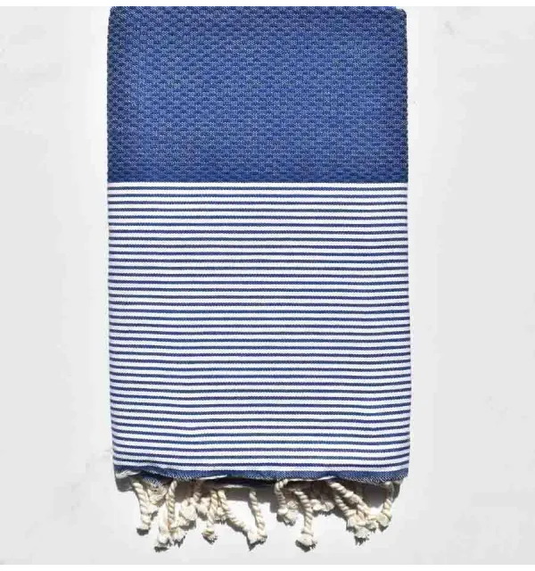 Fouta nid d'abeille bleu de cobalt Fouta Tunisia - 1