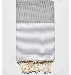 Fouta nid d'abeille gris tourdille Fouta Tunisia - 1