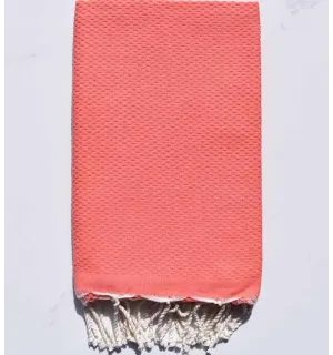 Fouta nid d'abeille unie rose saumon Fouta Tunisia - 1