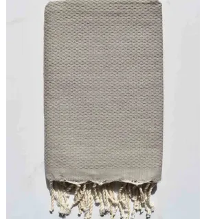 Fouta nid d'abeille unie kaki Fouta Tunisia - 1