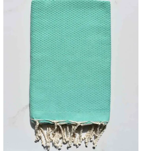 FOUTA nid d'abeille unie vert turquoise Fouta Tunisia - 1