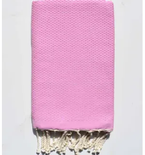 Fouta nid d'abeille unie rose moyen Fouta Tunisia - 1