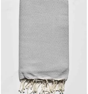 Fouta nid d'abeille unie gris tourdille Fouta Tunisia - 1