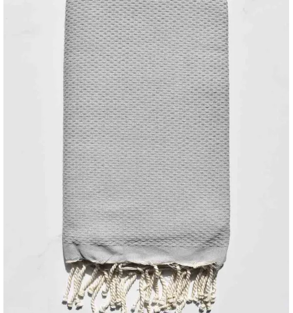 Fouta nid d'abeille unie gris tourdille Fouta Tunisia - 1