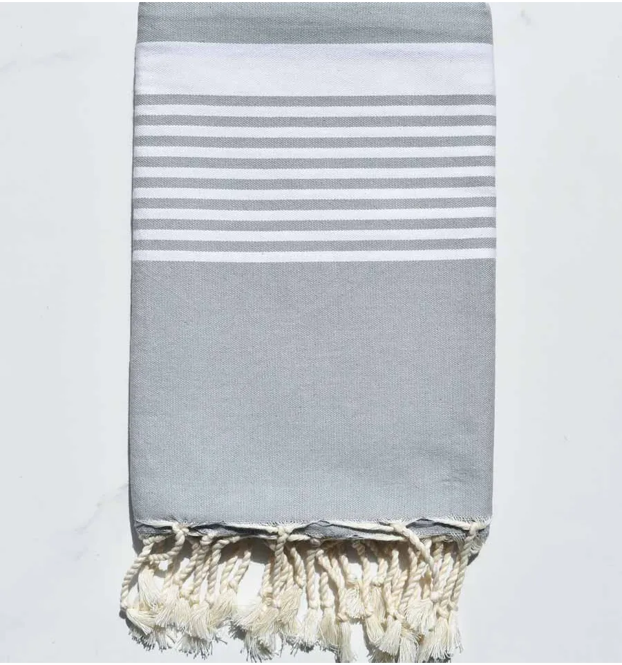 Fouta arthur bleu gris avec rayures Fouta Tunisia - 4