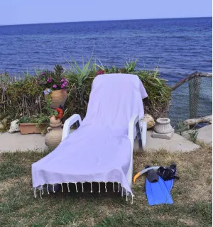 Serviette de plage unie lavande Fouta Tunisia - 1