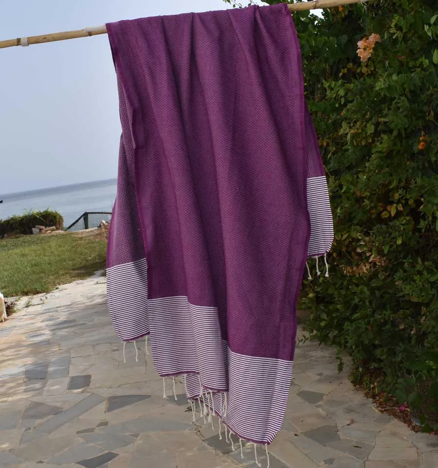 Fouta nid d'abeille violine Fouta Tunisia - 2