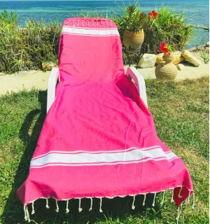 fouta plate rose fushia Fouta Tunisia - 1