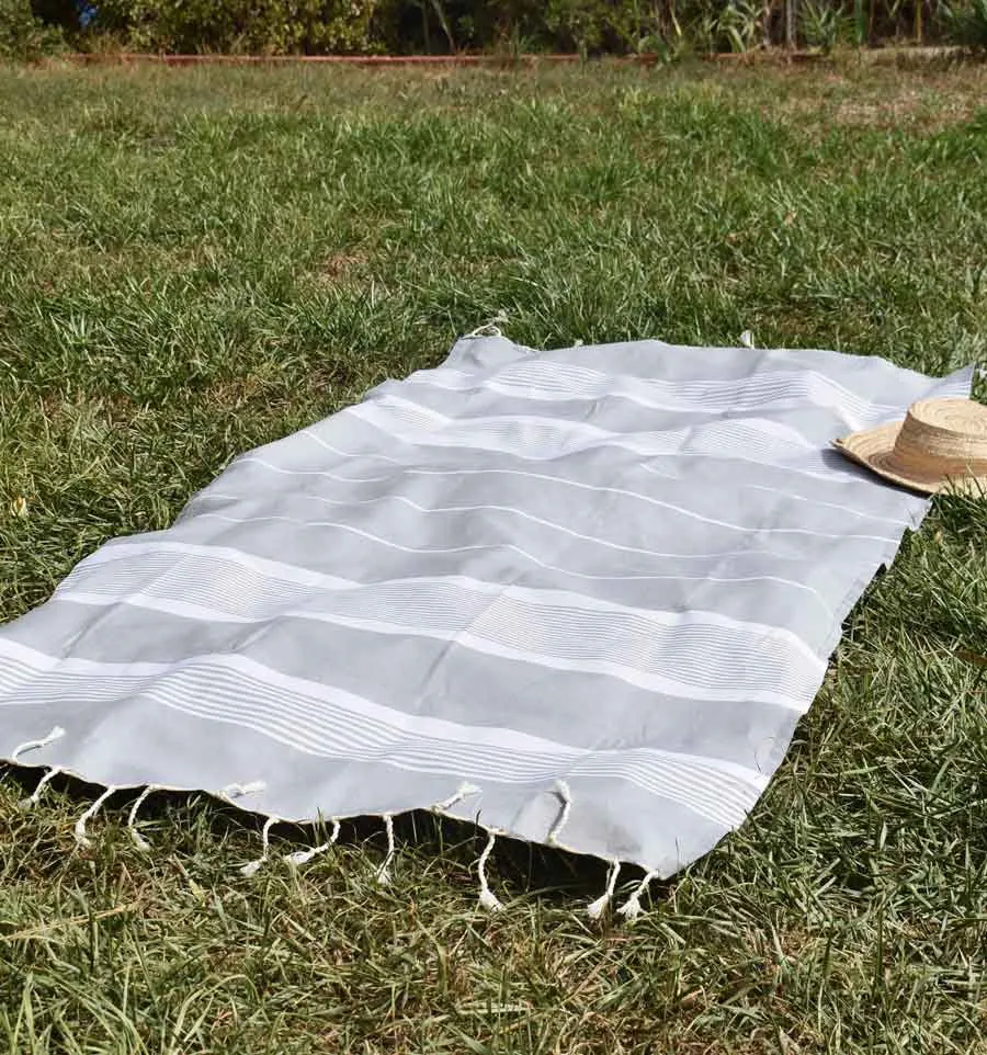 Fouta arthur bleu gris avec rayures Fouta Tunisia - 2