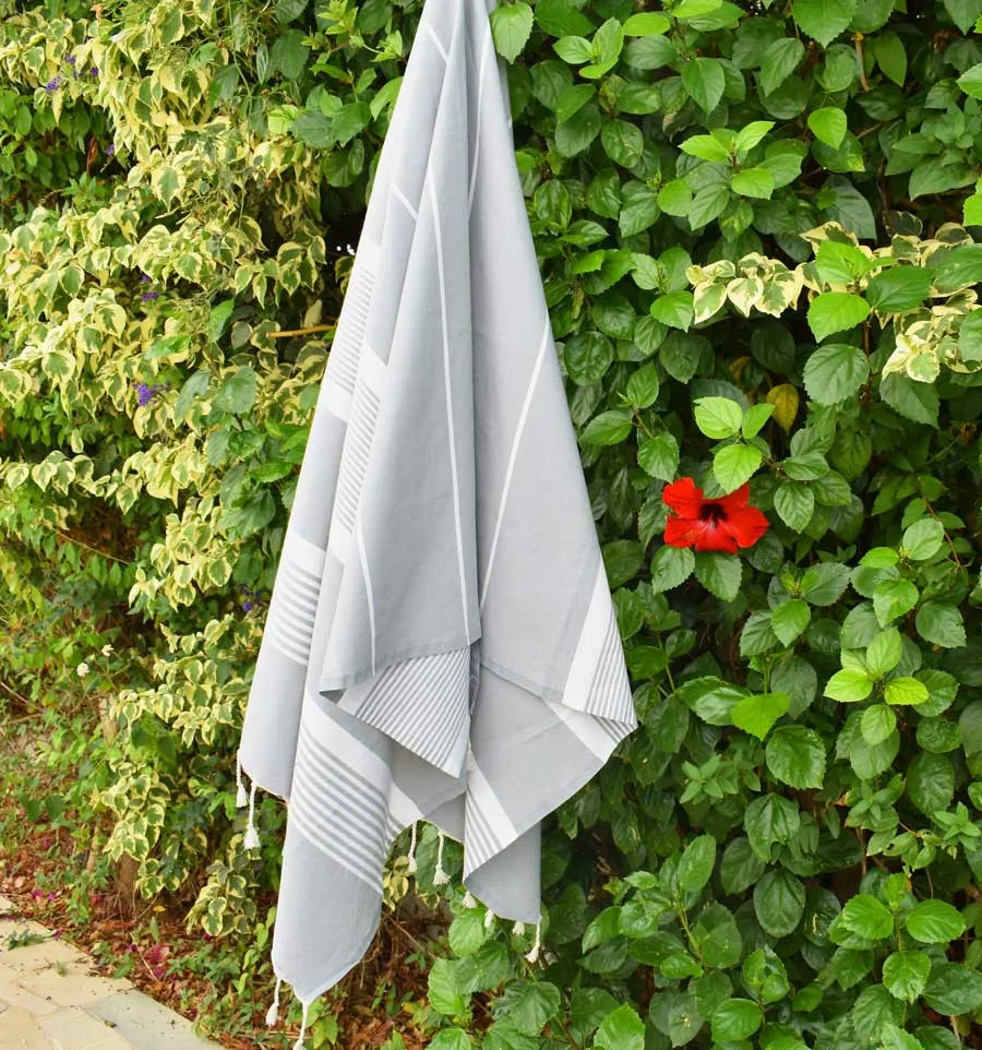 Fouta arthur bleu gris avec rayures Fouta Tunisia - 5