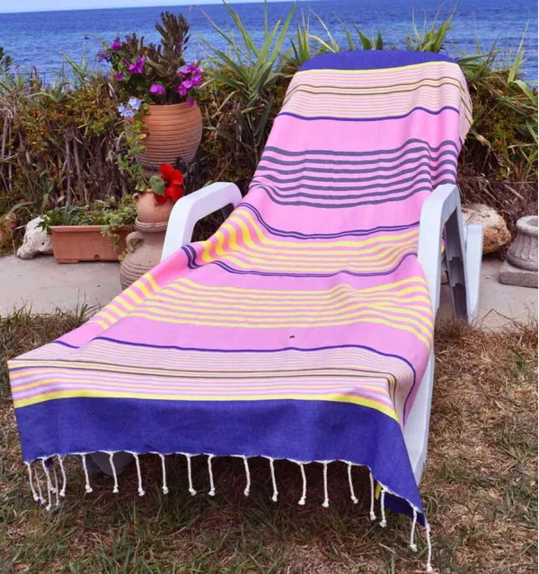 Fouta 5 couleurs rose, bleu denim, jaune, gris clair et anthracite Fouta Tunisia - 1