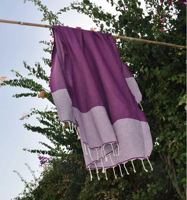 Fouta nid d'abeille violine Fouta Tunisia - 4