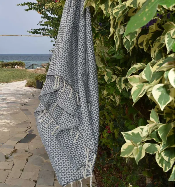 Fouta papillon bleu barbeau foncé Fouta Tunisia - 3