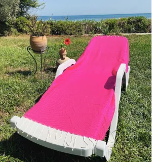 FOUTA nid d'abeille unie rose fushia Fouta Tunisia - 1