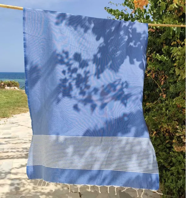 Fouta Lurex plate bleu barbeau - 1