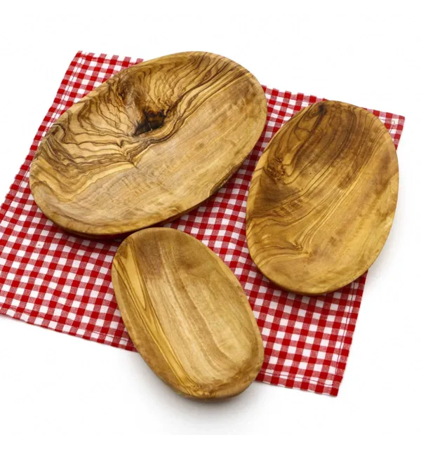Série de 3 raviers ovales en bois d'olivier - 1