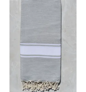 Jeté gris argent 1.90m*2m Fouta Tunisia - 1