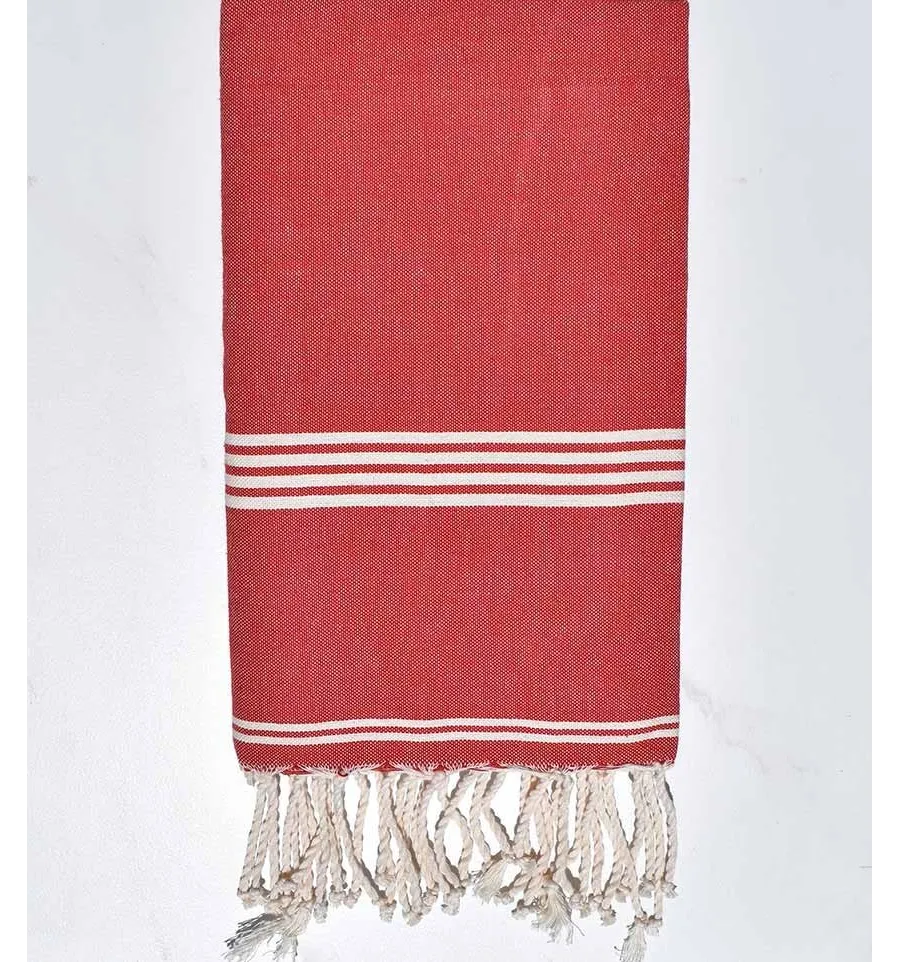 Fouta Mykonos en coton recyclé rouge Fouta Tunisia - 3