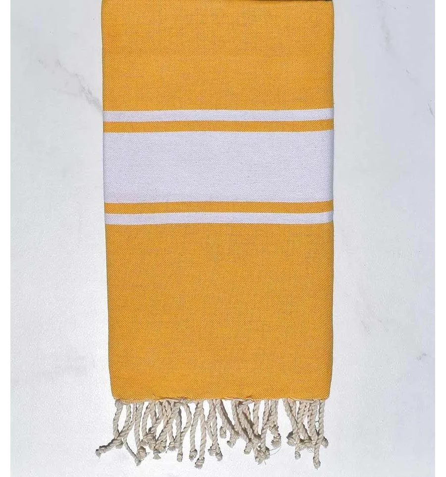 Fouta en Coton Recyclé jaune moutarde Fouta Tunisia - 1