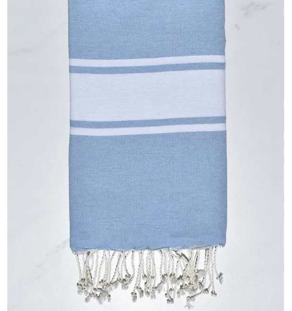 Fouta en Coton Recyclé bleu ciel Fouta Tunisia - 1