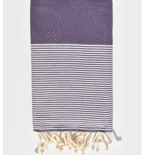 Fouta nid d'abeille en Coton Recyclé violet Fouta Tunisia - 1