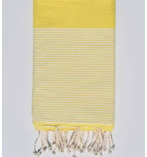 Fouta nid d'abeille en Coton Recyclé jaune Fouta Tunisia - 1