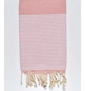 Fouta nid d'abeille en Coton Recyclé vieux rose Fouta Tunisia - 1